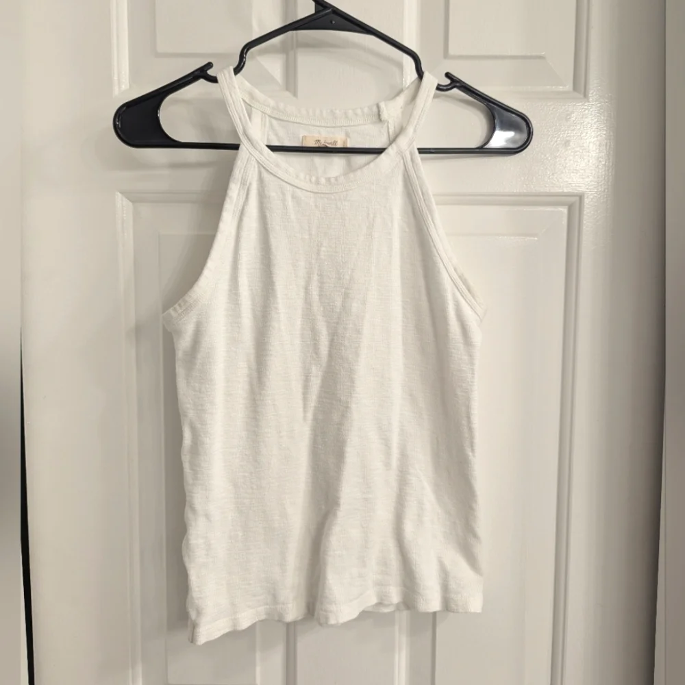 Madewell Ribbed High Neck Cotton Blend Tank Top White Size XS - Picture 1 of 4